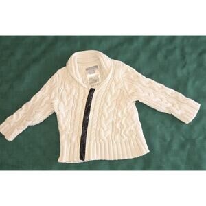 Banana Republic Baby Cableknit Sweater 6-12 Months Fisherman Cream Zip Up Mini